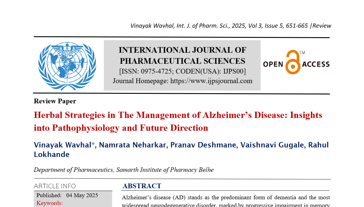 Herbal Strategies in The Management of Alzheimer’s Disease: Insights into Pathophysiology and Future Direction 