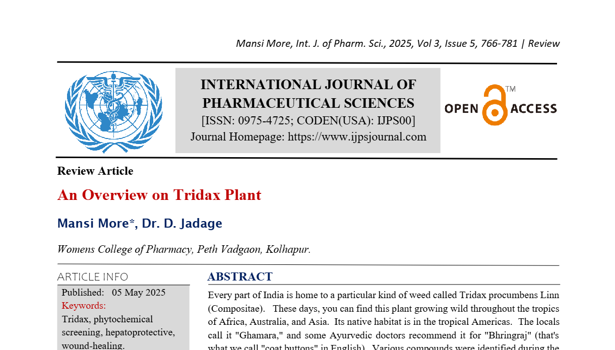 An Overview on Tridax Plant