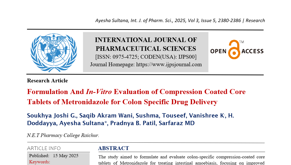 Formulation And In-Vitro Evaluation of Compression Coated Core Tablets ...