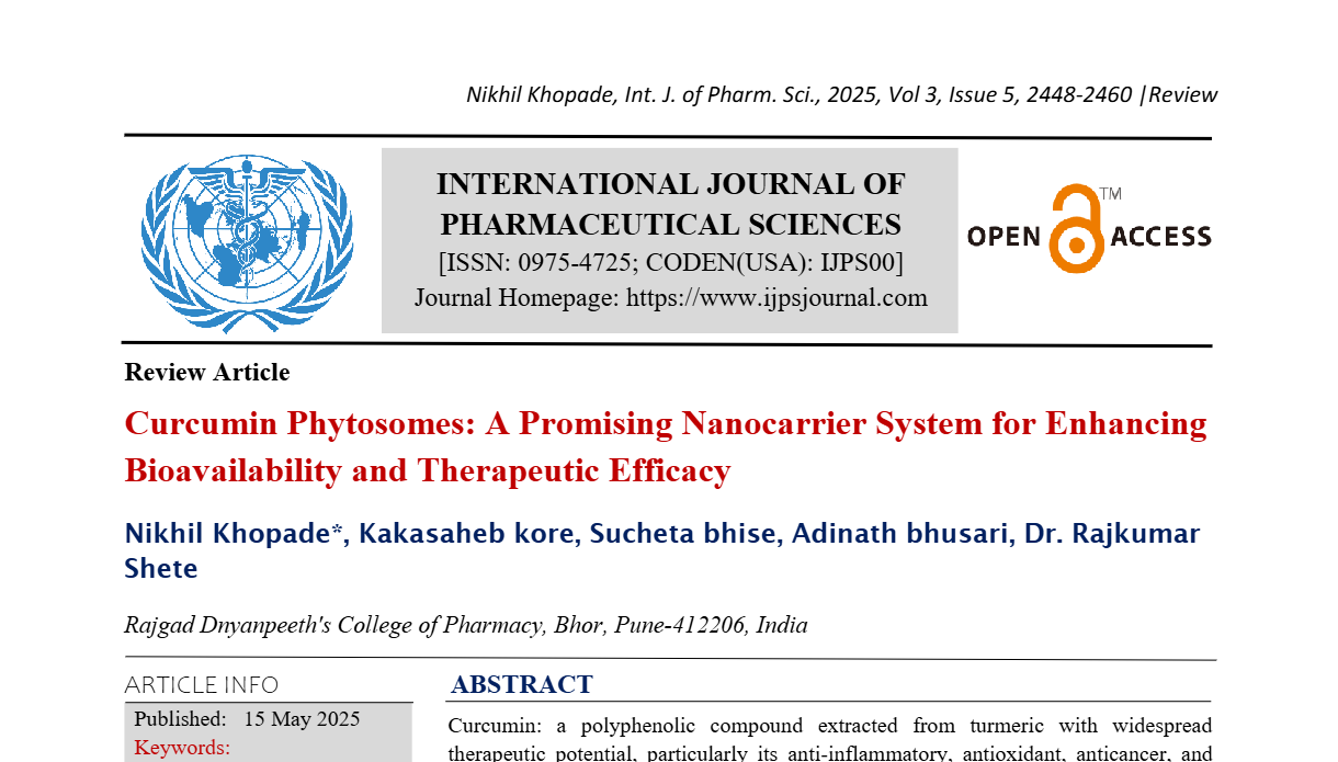Curcumin Phytosomes: A Promising Nanocarrier System for Enhancing ...