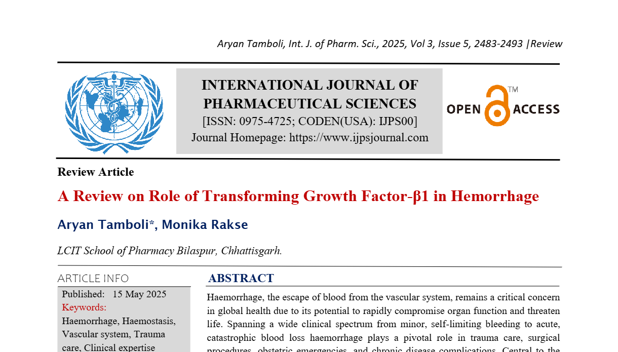A Review on Role of Transforming Growth Factor-?1 in Hemorrhage | IJPS ...