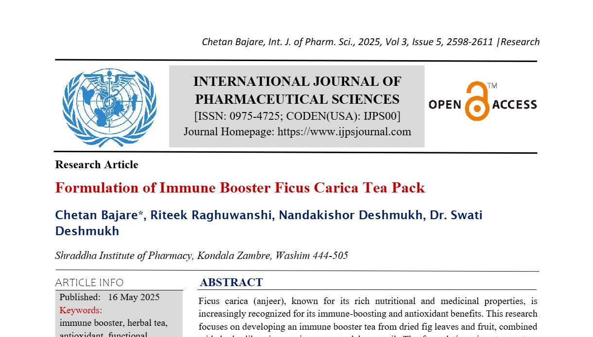 Formulation of Immune Booster Ficus Carica Tea Pack 