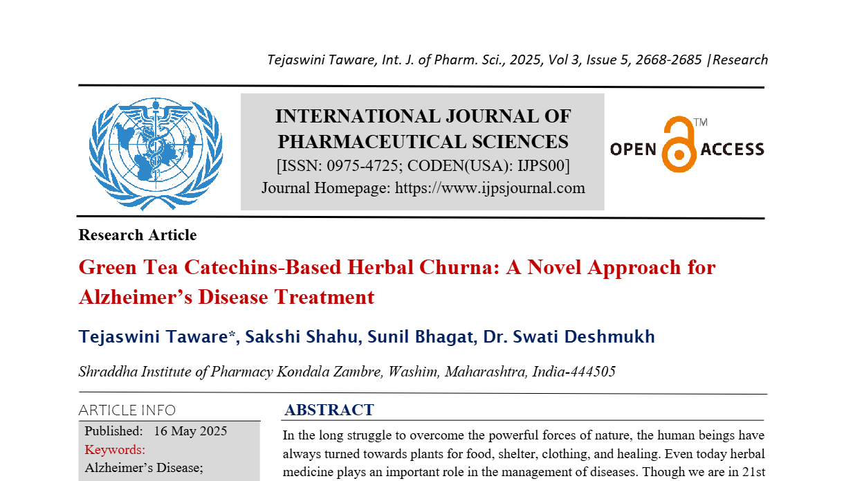 Green Tea Catechins-Based Herbal Churna: A Novel Approach for Alzheimer’s Disease Treatment 