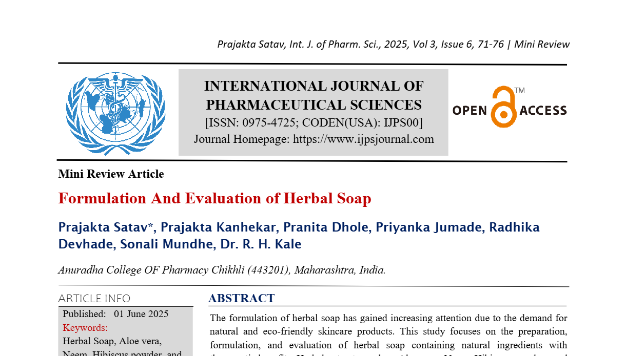 Formulation And Evaluation of Herbal Soap