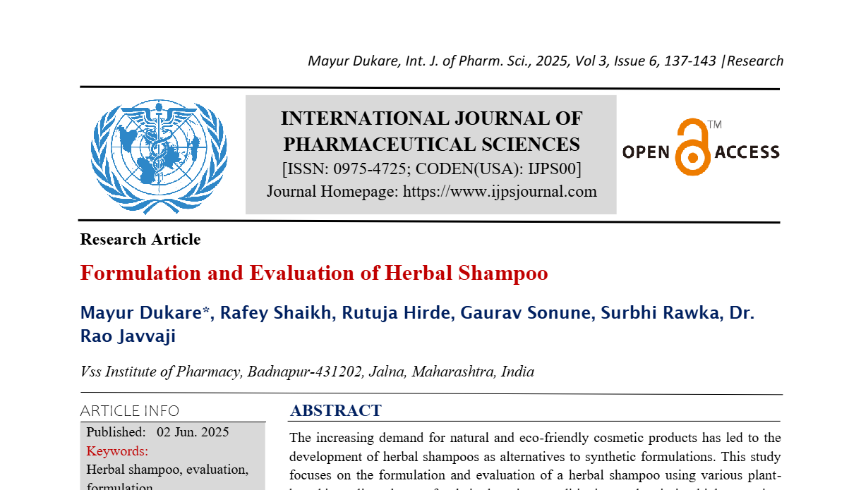 Formulation and Evaluation of Herbal Shampoo 