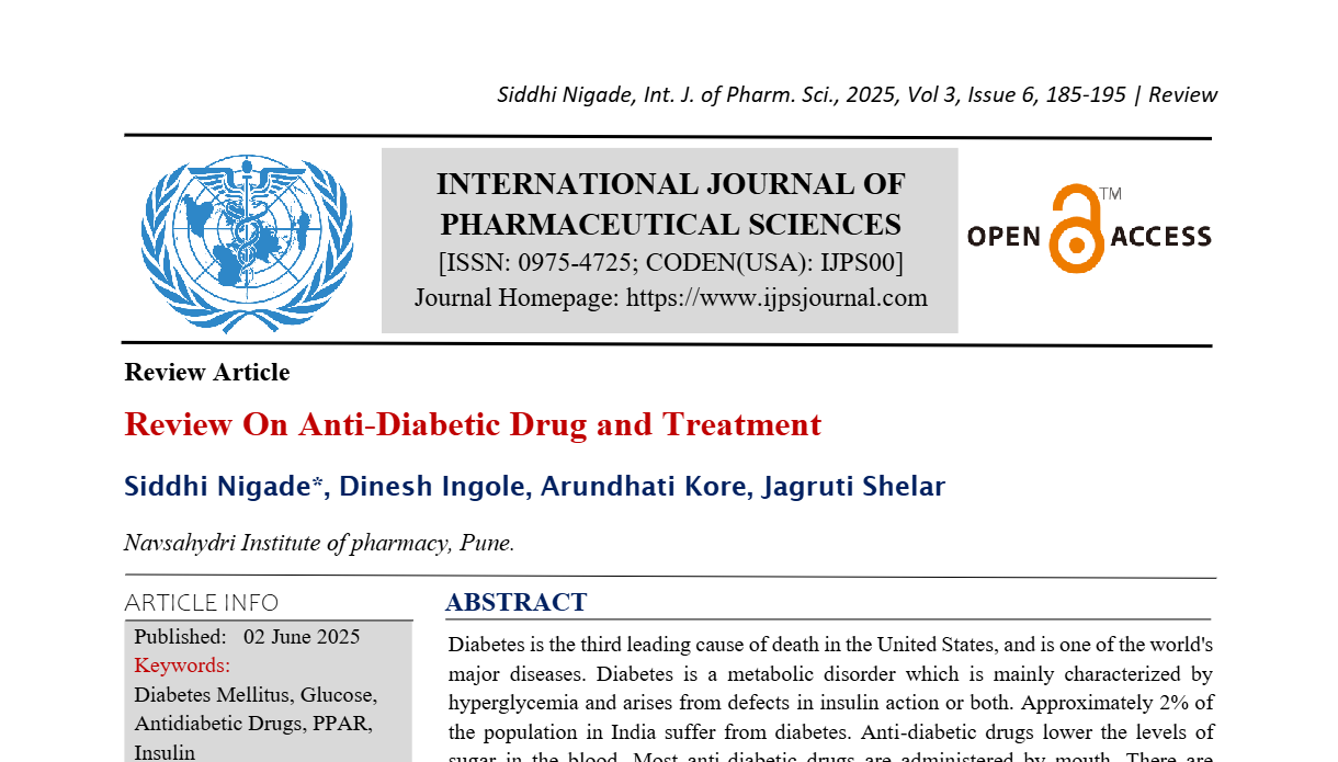 Review On Anti-Diabetic Drug and Treatment
