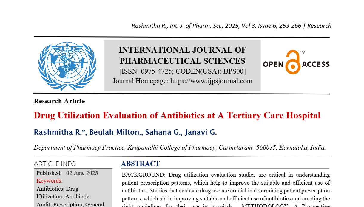Drug Utilization Evaluation of Antibiotics at A Tertiary Care Hospital