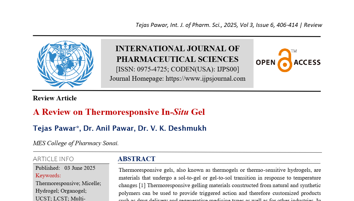 A Review on Thermoresponsive In-Situ Gel