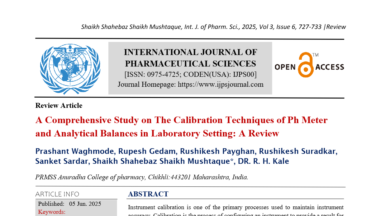 A Comprehensive Study on The Calibration Techniques of Ph Meter and Analytical Balances in Laboratory Setting: A Review 