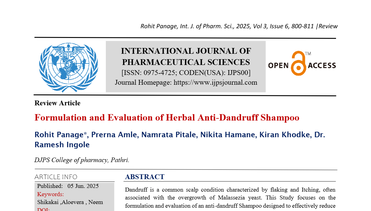 Formulation and Evaluation of Herbal Anti-Dandruff Shampoo 