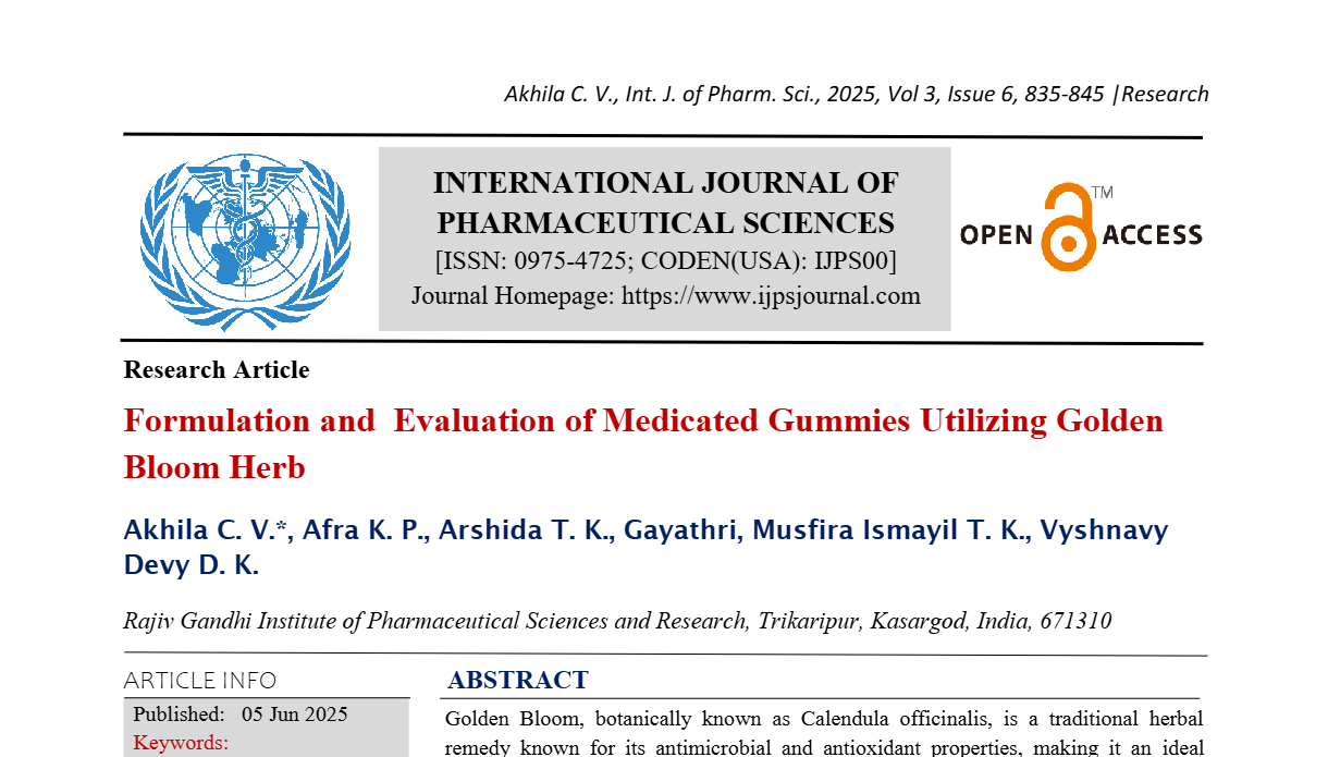 Formulation and  Evaluation of Medicated Gummies Utilizing Golden Bloom Herb