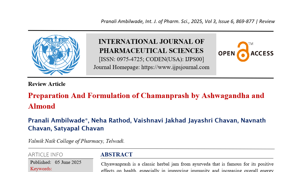Preparation And Formulation of Chamanprash by Ashwagandha and Almond