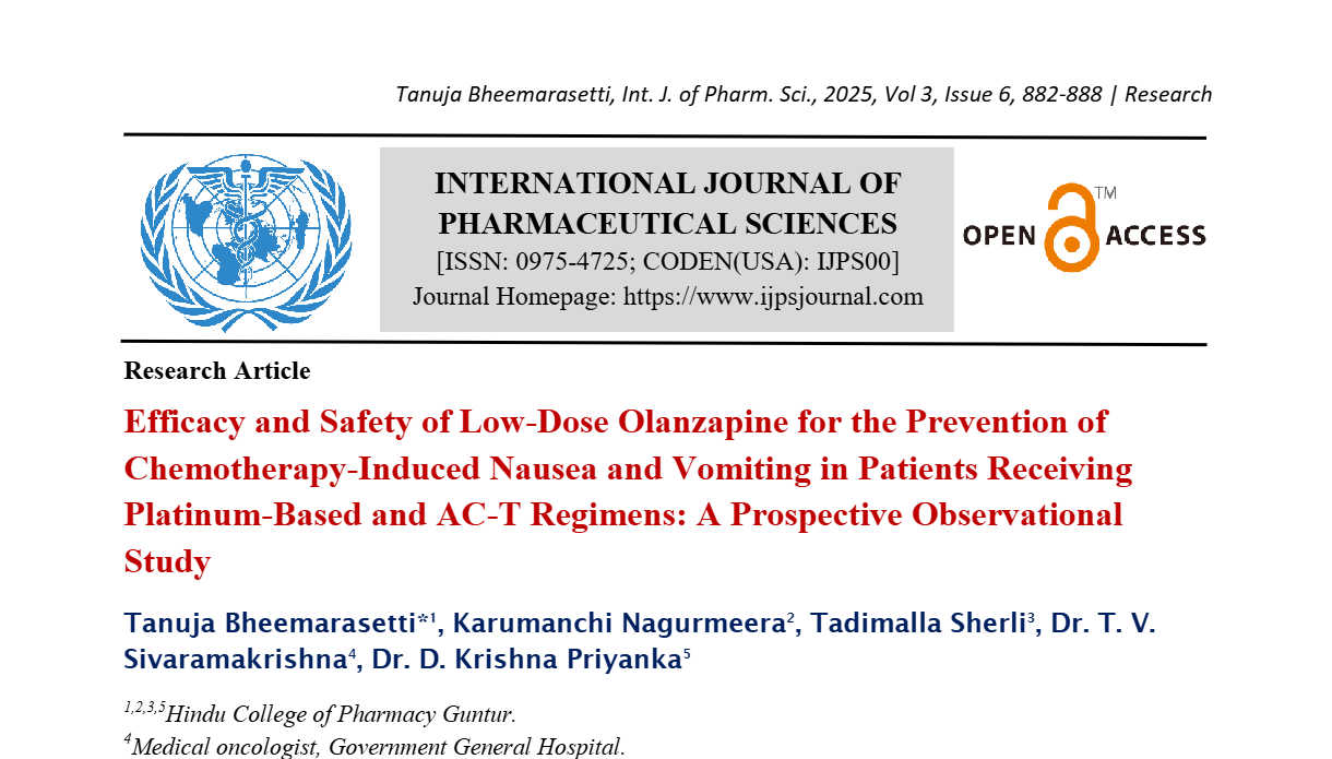 Efficacy and Safety of Low-Dose Olanzapine for the Prevention of Chemotherapy-Induced Nausea and Vomiting in Patients Receiving Platinum-Based and AC-T Regimens: A Prospective Observational Study