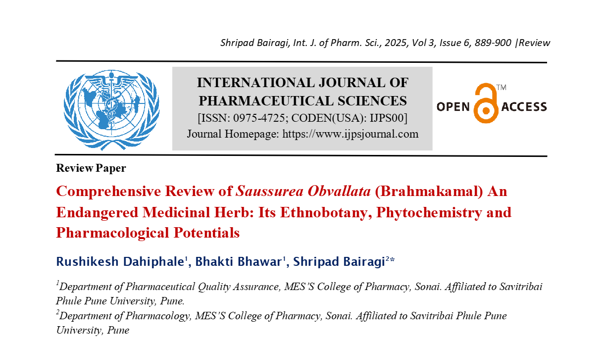 Comprehensive Review of Saussurea Obvallata (Brahmakamal) An Endangered Medicinal Herb: Its Ethnobotany, Phytochemistry and Pharmacological Potentials