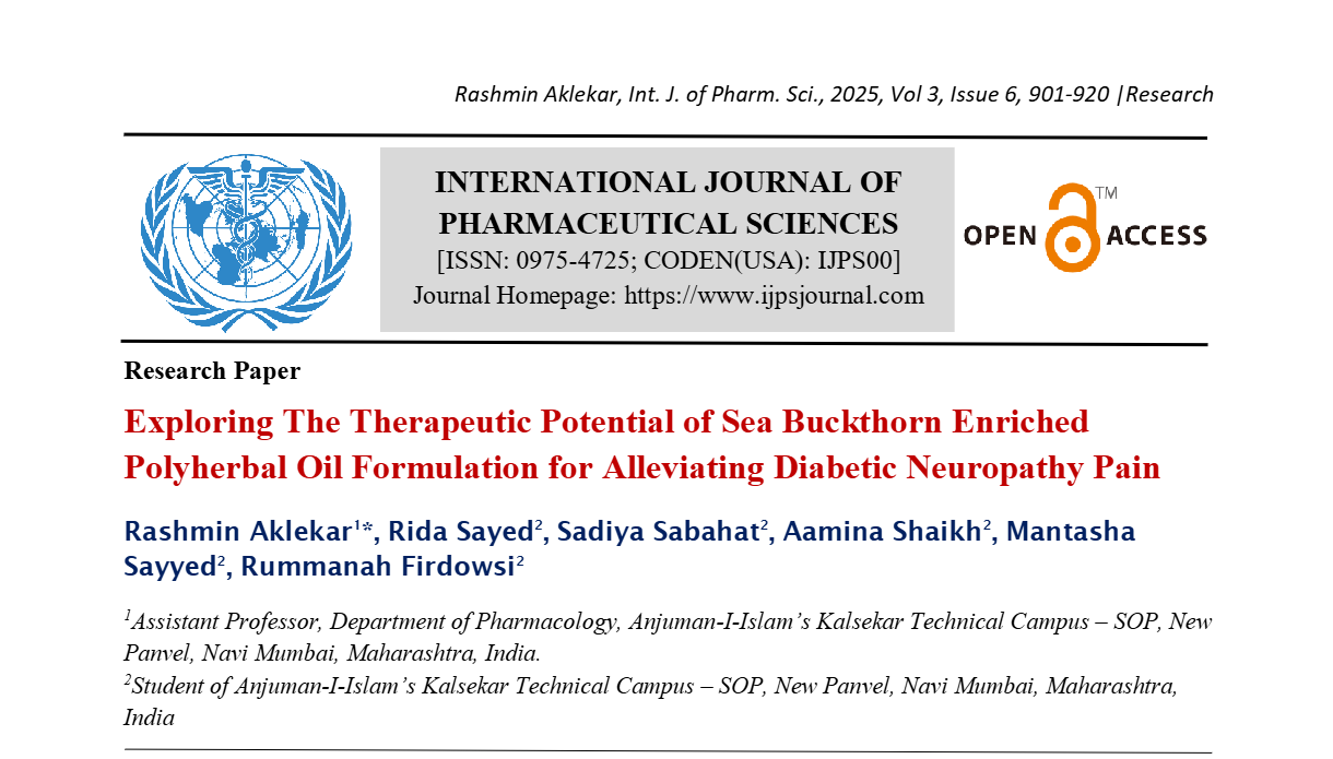 Exploring The Therapeutic Potential of Sea Buckthorn Enriched Polyherbal Oil Formulation for Alleviating Diabetic Neuropathy Pain