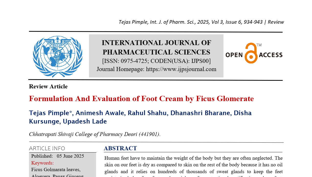 Formulation And Evaluation of Foot Cream by Ficus Glomerate
