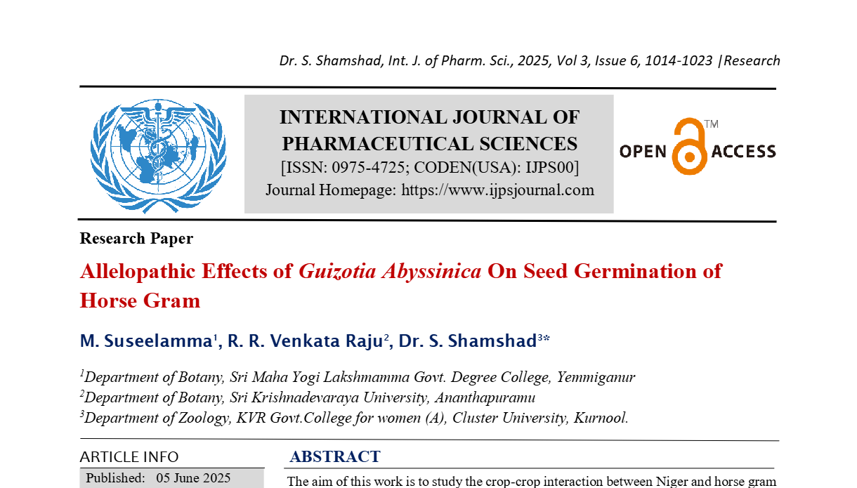 Allelopathic Effects of Guizotia Abyssinica On Seed Germination of Horse Gram