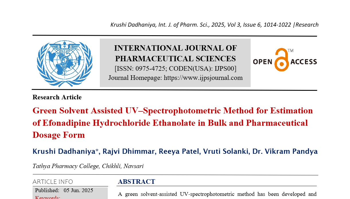 Green Solvent Assisted UV–Spectrophotometric Method for Estimation of Efonadipine Hydrochloride Ethanolate in Bulk and Pharmaceutical Dosage Form 