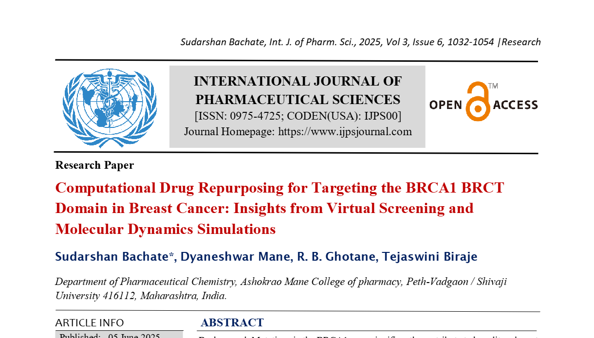 Computational Drug Repurposing for Targeting the BRCA1 BRCT Domain in Breast Cancer: Insights from Virtual Screening and Molecular Dynamics Simulations