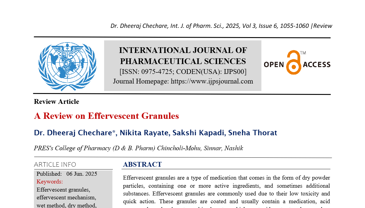 A Review on Effervescent Granules 