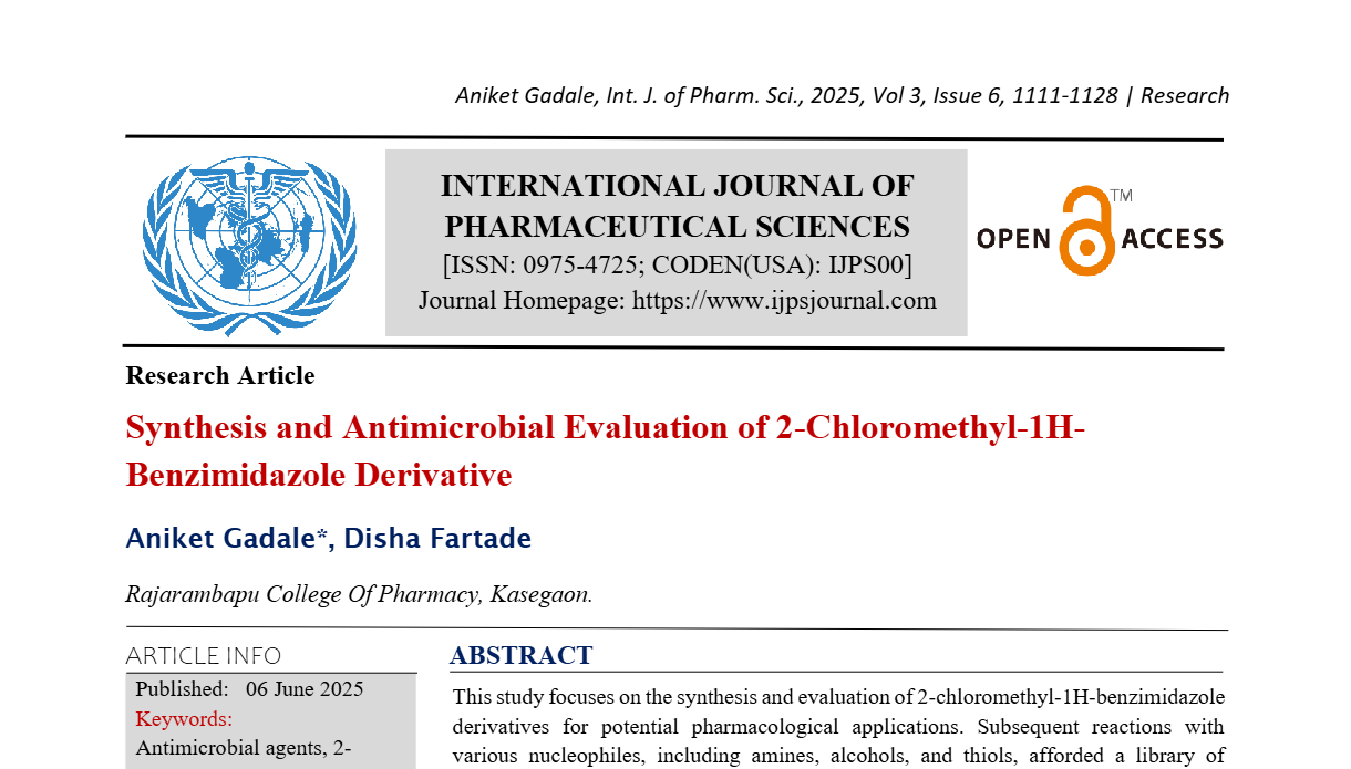 Synthesis and Antimicrobial Evaluation of 2-Chloromethyl-1H- Benzimidazole Derivative