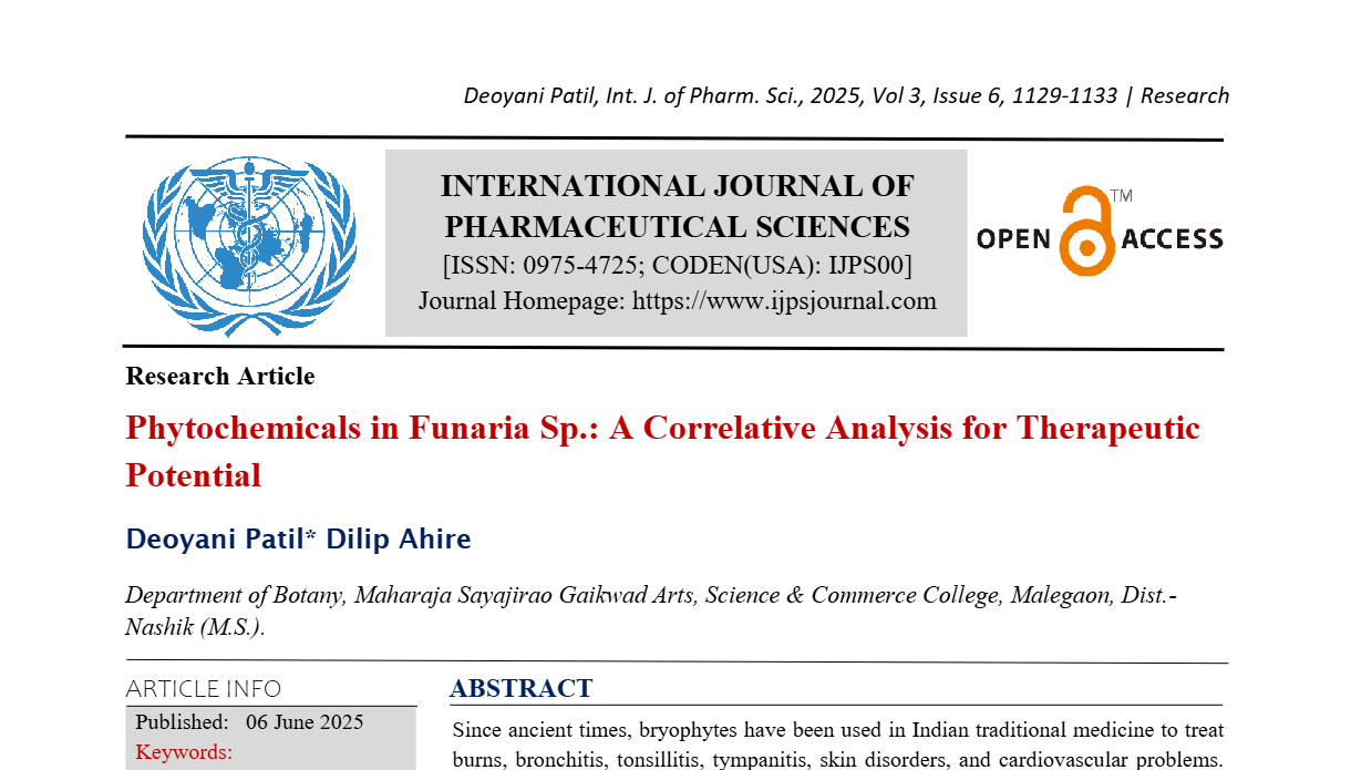 Phytochemicals in Funaria Sp.: A Correlative Analysis for Therapeutic Potential
