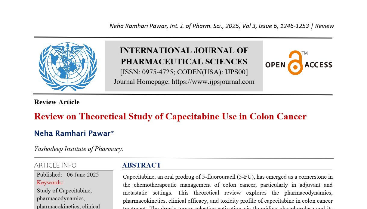 Review on Theoretical Study of Capecitabine Use in Colon Cancer