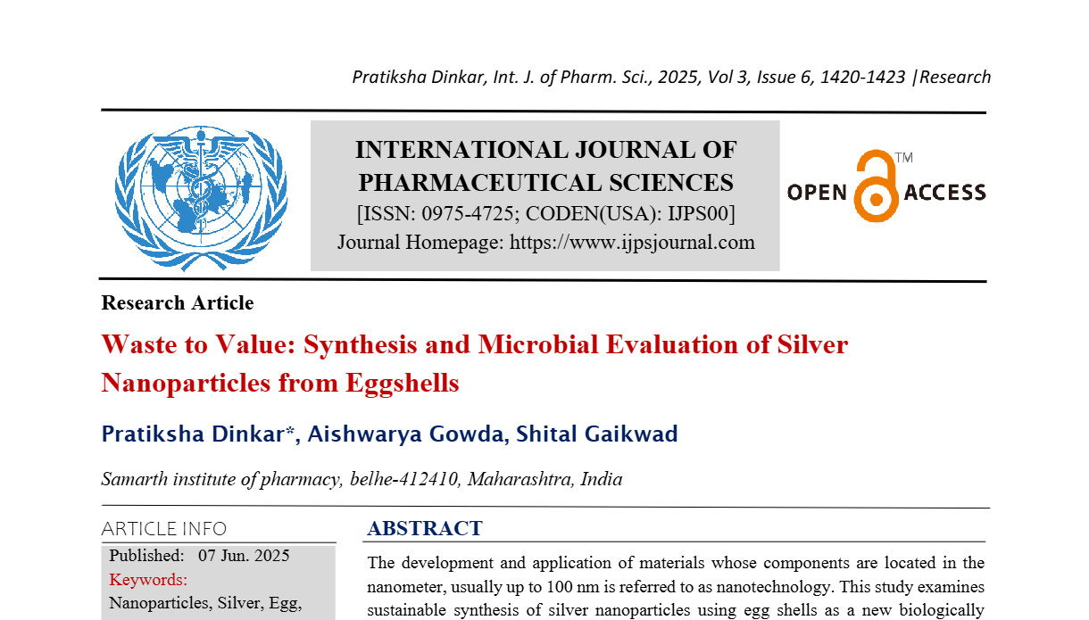 Waste to Value: Synthesis and Microbial Evaluation of Silver Nanoparticles from Eggshells