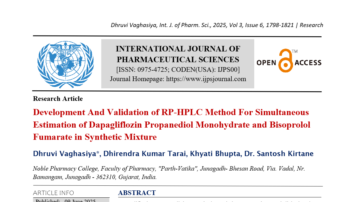 Development And Validation of RP-HPLC Method For Simultaneous Estimation of Dapagliflozin Propanediol Monohydrate and Bisoprolol Fumarate in Synthetic Mixture