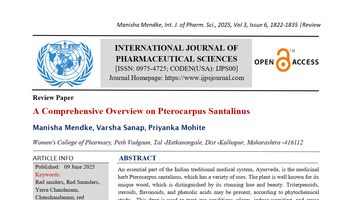 A Comprehensive Overview on Pterocarpus Santalinus