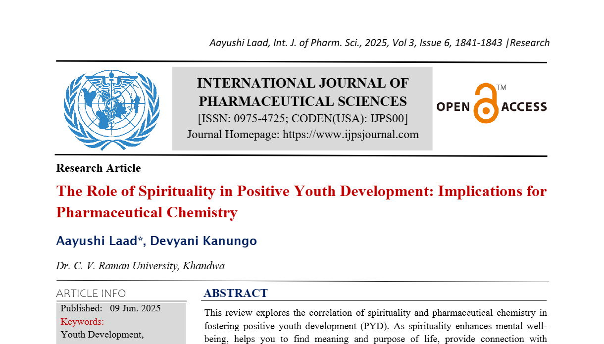 The Role of Spirituality in Positive Youth Development: Implications for Pharmaceutical Chemistry
