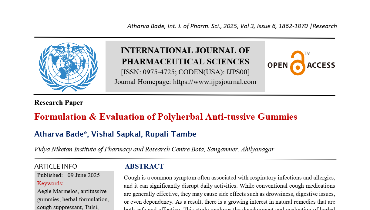 Formulation & Evaluation of Polyherbal Anti-tussive Gummies