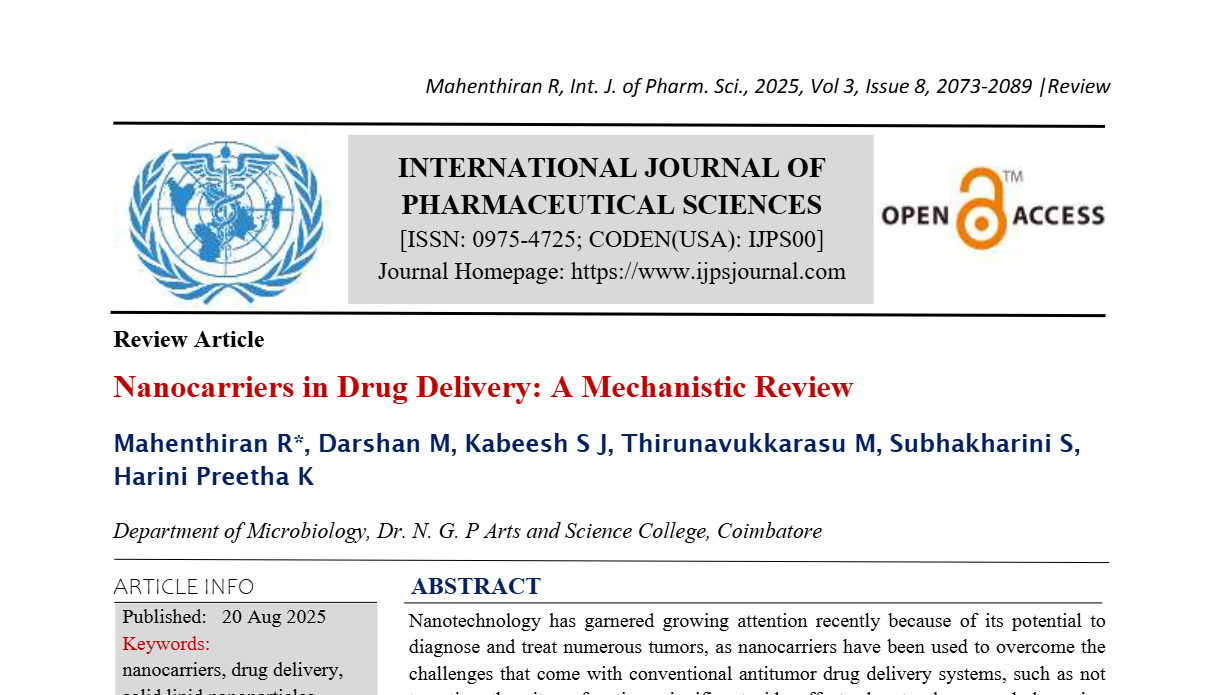 Nanocarriers in Drug Delivery: A Mechanistic Review