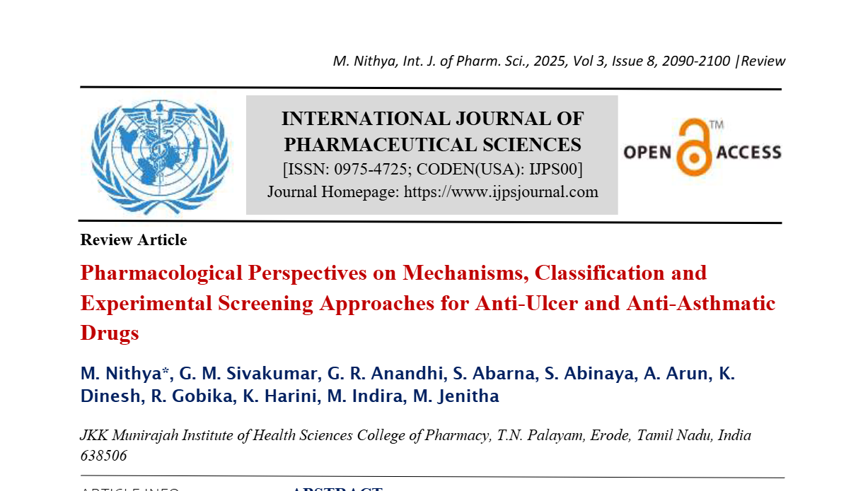 Pharmacological Perspectives on Mechanisms, Classification and Experimental Screening Approaches for Anti-Ulcer and Anti-Asthmatic Drugs