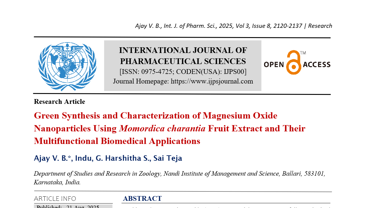 Green Synthesis and Characterization of Magnesium Oxide Nanoparticles Using Momordica charantia Fruit Extract and Their Multifunctional Biomedical Applications