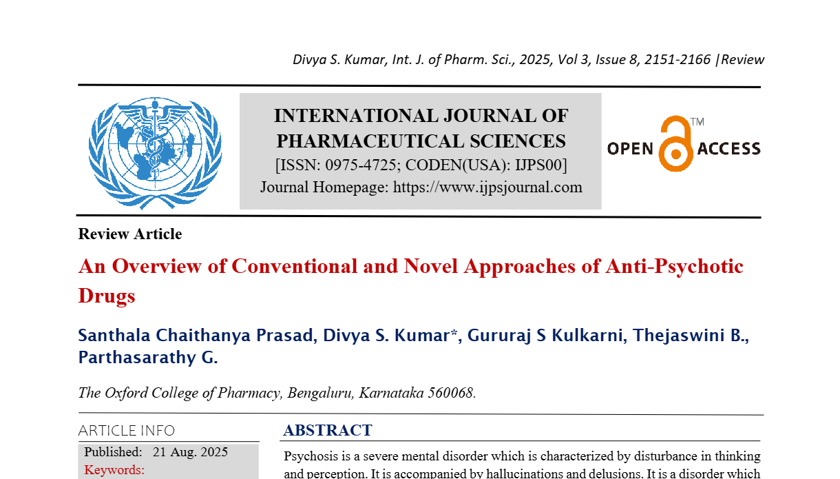 An Overview of Conventional and Novel Approaches of Anti-Psychotic Drugs