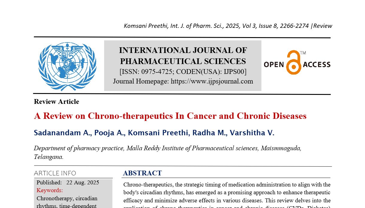 A Review on Chrono-therapeutics In Cancer and Chronic Diseases