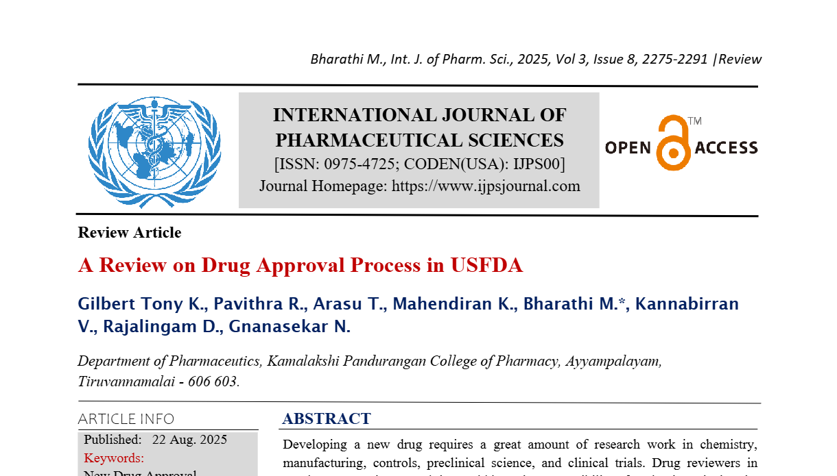 A Review on Drug Approval Process in USFDA