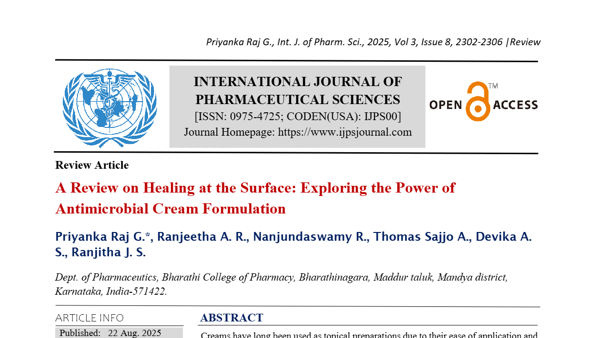 A Review on Healing at the Surface: Exploring the Power of Antimicrobial Cream Formulation
