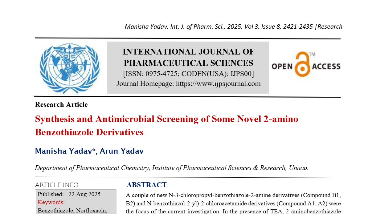 Synthesis and Antimicrobial Screening of Some Novel 2-amino Benzothiazole Derivatives
