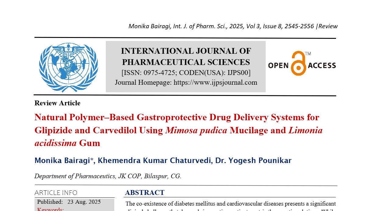 Natural Polymer–Based Gastroprotective Drug Delivery Systems for Glipizide and Carvedilol Using Mimosa pudica Mucilage and Limonia acidissima Gum