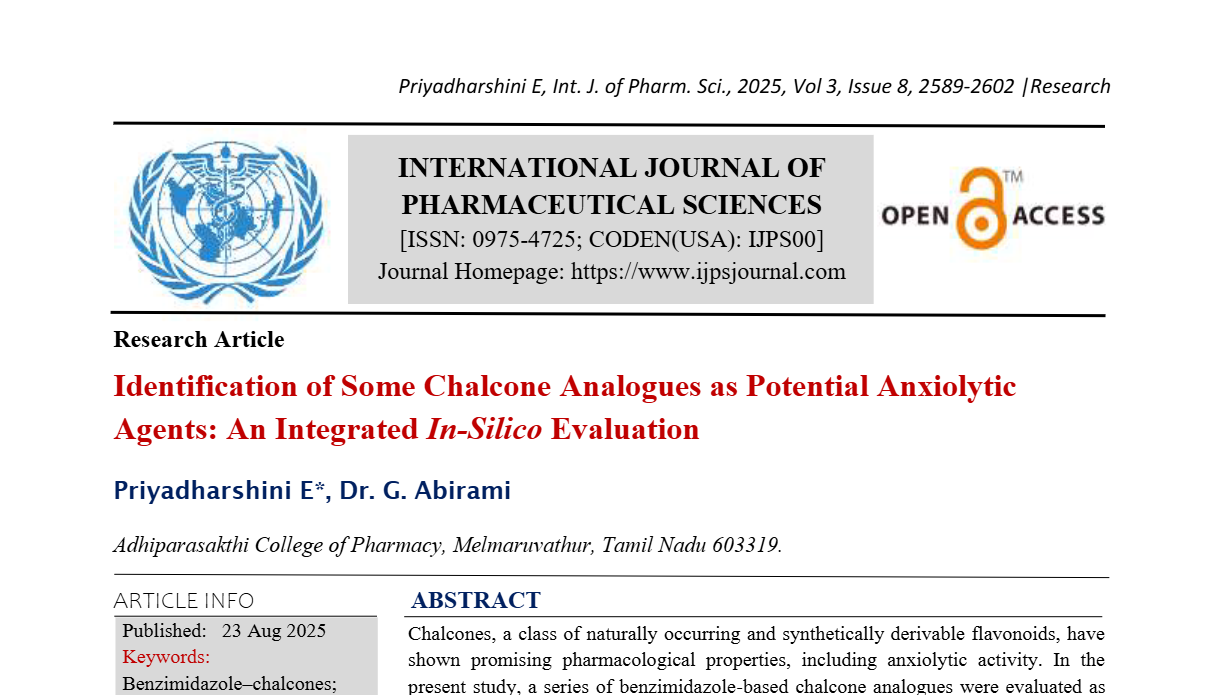 Identification of Some Chalcone Analogues as Potential Anxiolytic Agents: An Integrated In-Silico Evaluation