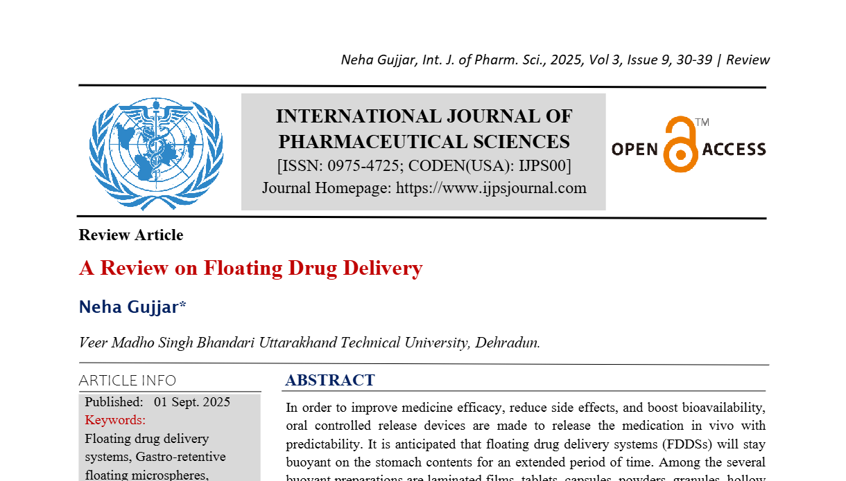 A Review on Floating Drug Delivery | IJPS Journal