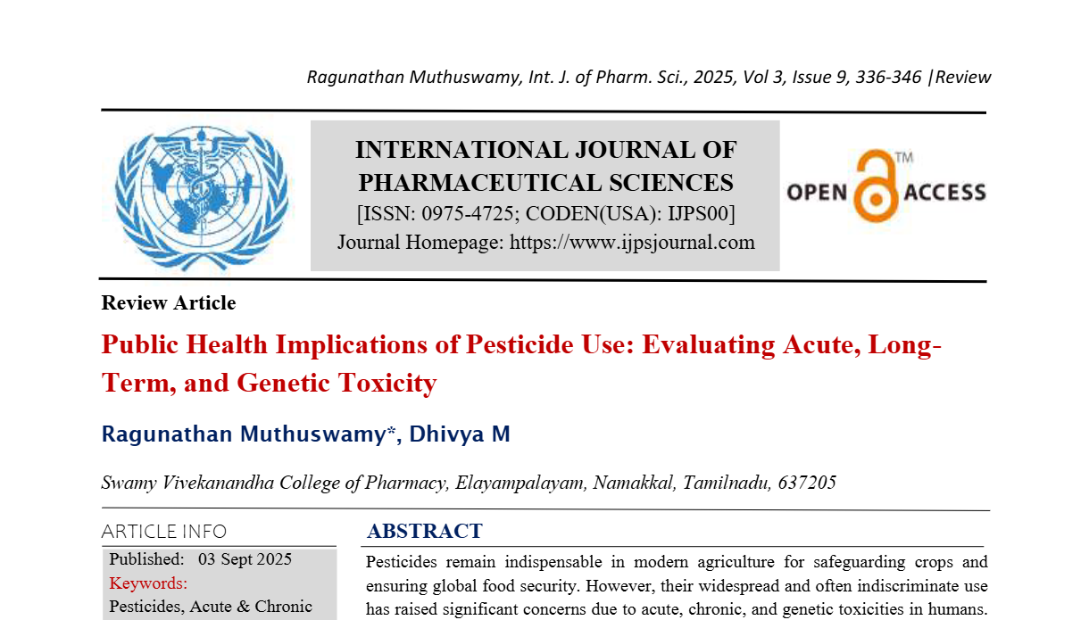 Public Health Implications of Pesticide Use: Evaluating Acute, Long-Term, and Genetic Toxicity