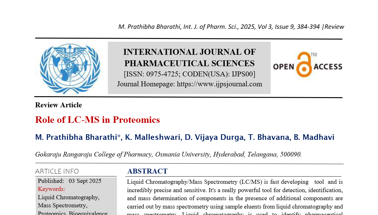 Role of LC-MS in Proteomics