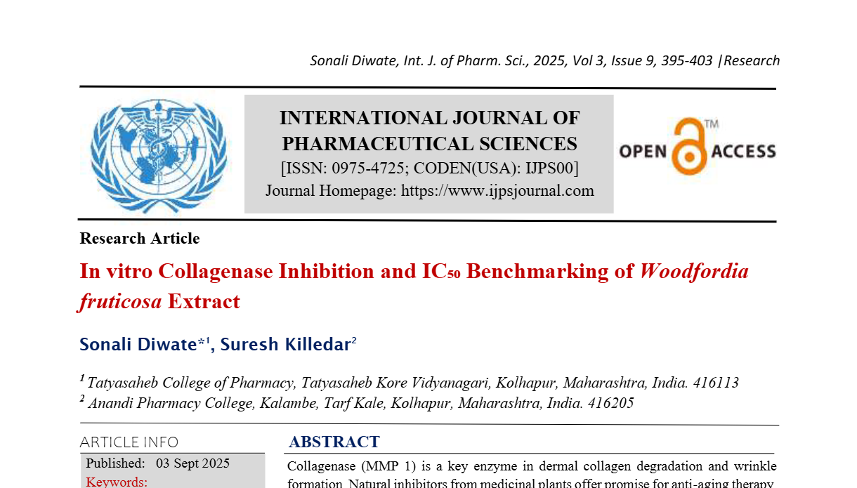 In vitro Collagenase Inhibition and IC?? Benchmarking of Woodfordia fruticosa Extract