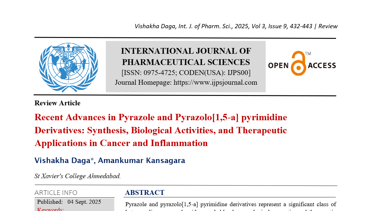 Recent Advances in Pyrazole and Pyrazolo[1,5-a] pyrimidine Derivatives: Synthesis, Biological Activities, and Therapeutic Applications in Cancer and Inflammation