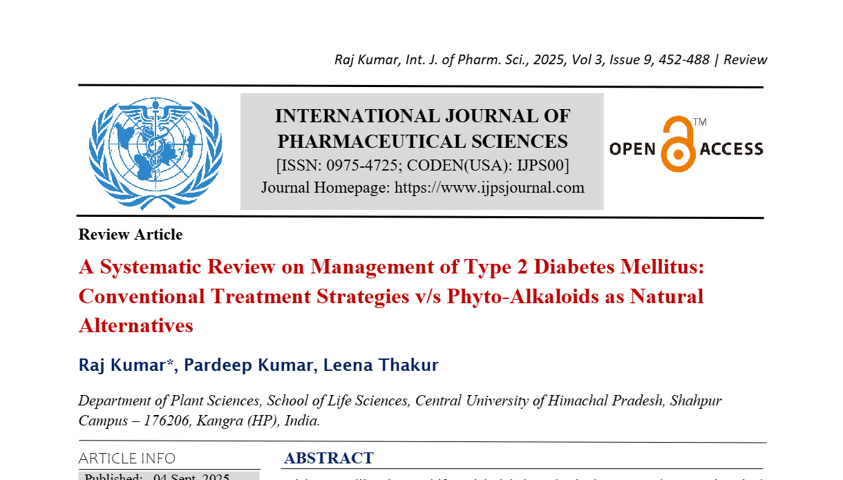 A Systematic Review on Management of Type 2 Diabetes Mellitus: Conventional Treatment Strategies v/s Phyto-Alkaloids as Natural Alternatives