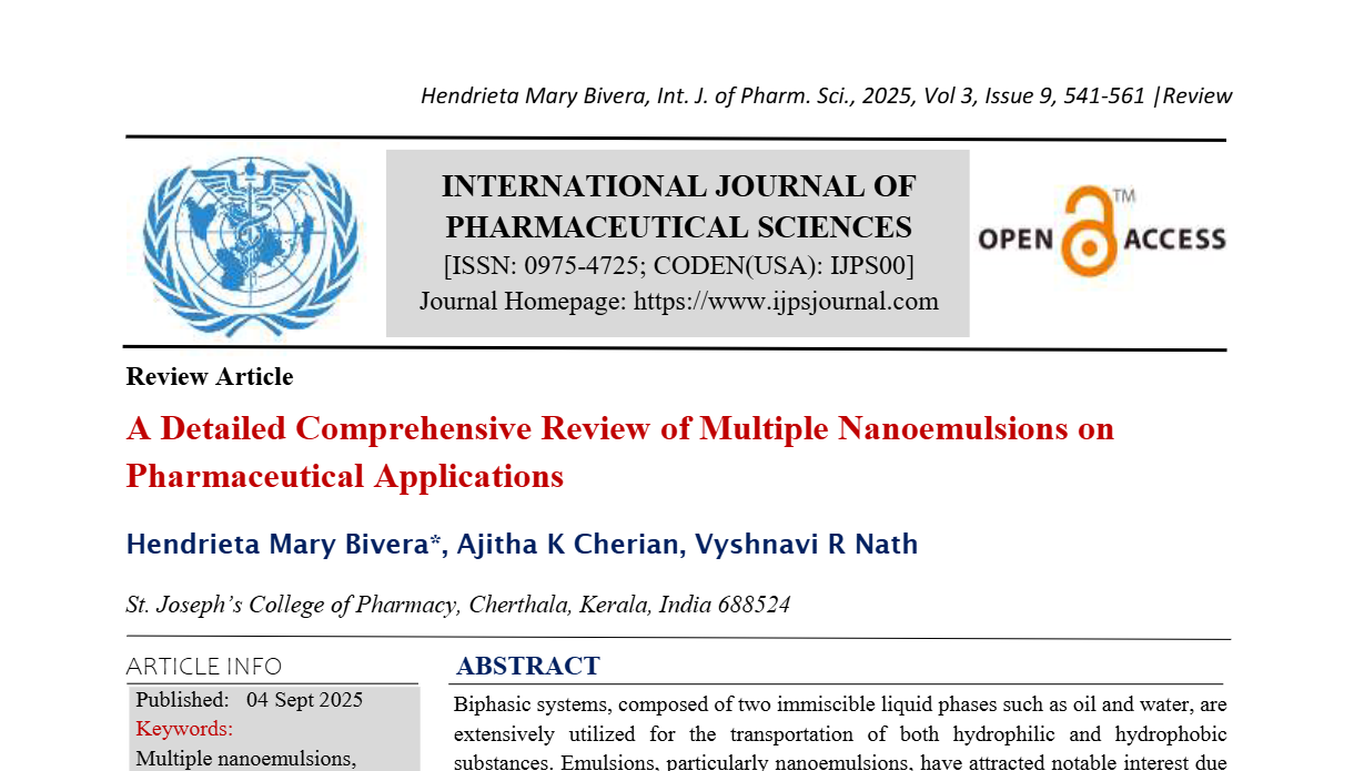 A Detailed Comprehensive Review of Multiple Nanoemulsions on Pharmaceutical Applications