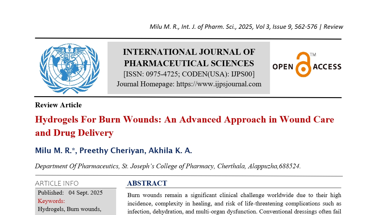 Hydrogels For Burn Wounds: An Advanced Approach in Wound Care and Drug Delivery